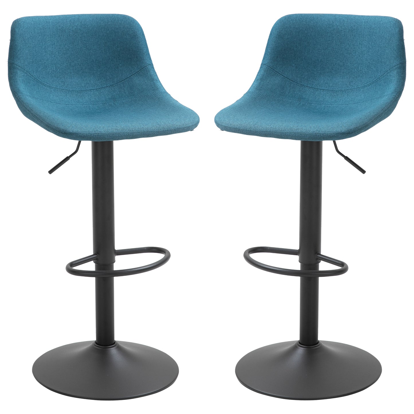 Sylvan - Set of 2 - 24" Adjustable Blue Swivel Bar Stools with Backrest