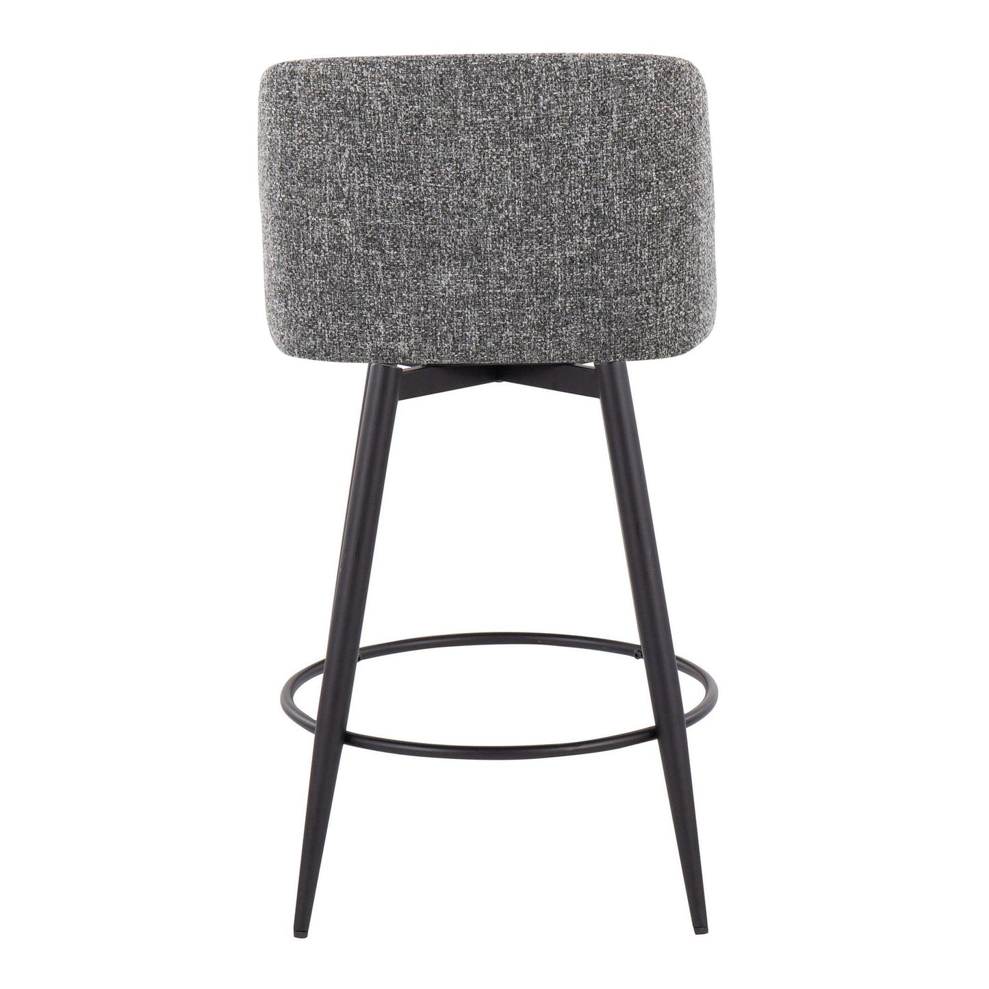 Lirath - Set of 2 - 24" Fixed-Height Swivel Counter Stools with Light Grey Wood, Cream Fabric, and Chrome Footrest