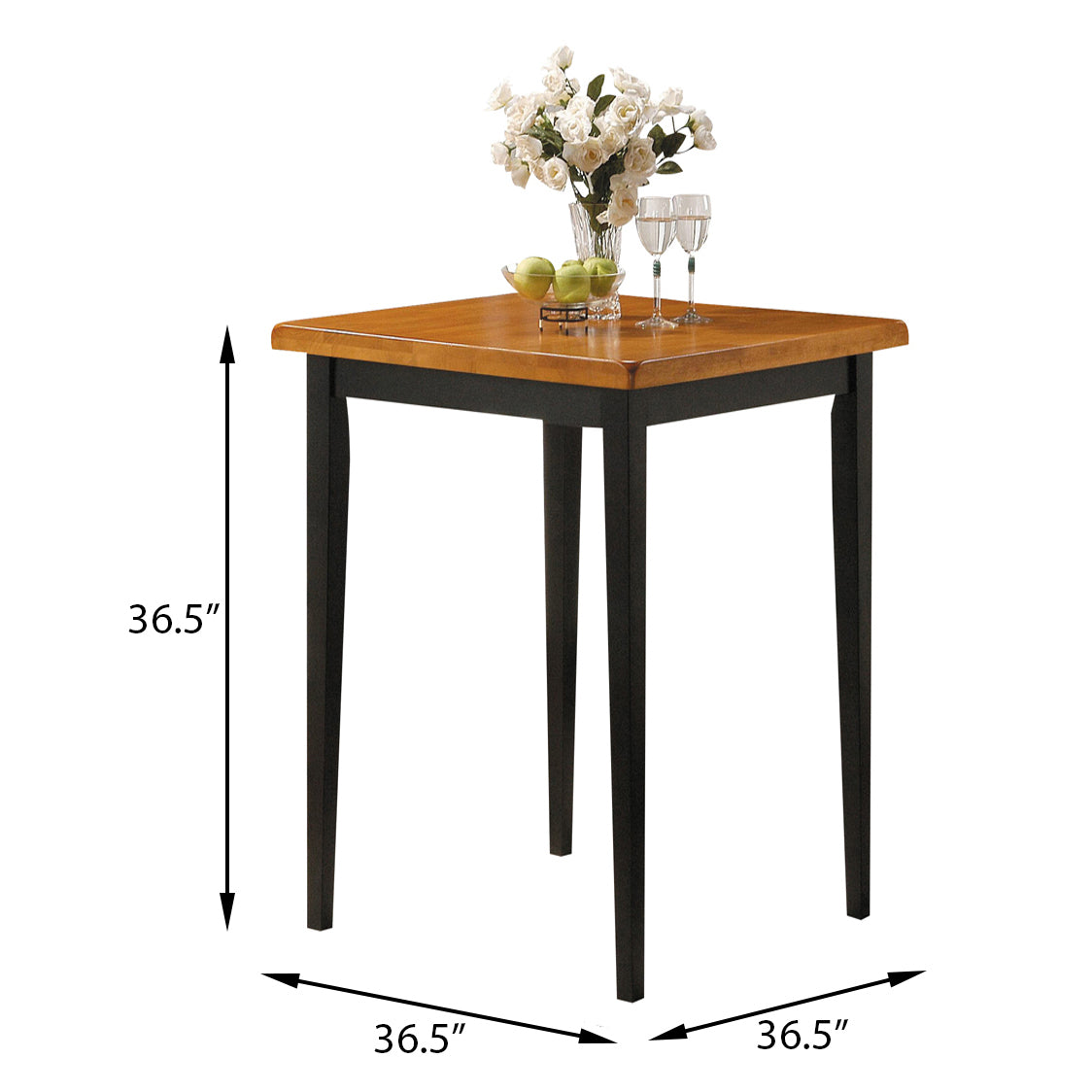 Balvora - Set of 5 - 25" Counter Height Dining Set in Oak & Black with Saddle Stools