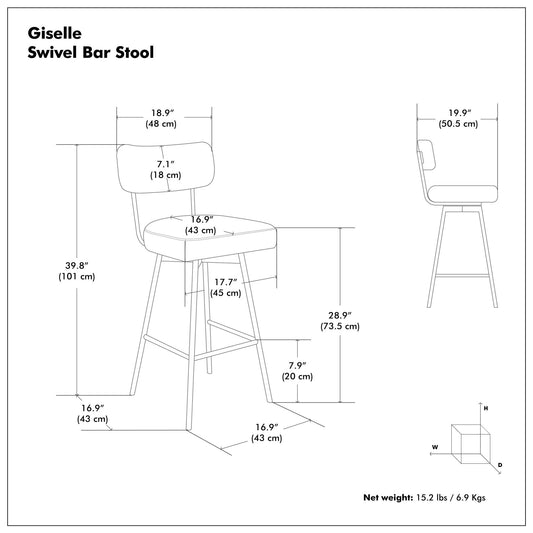 Giselle - Swivel Bar Stool (Set of 2) - Gray