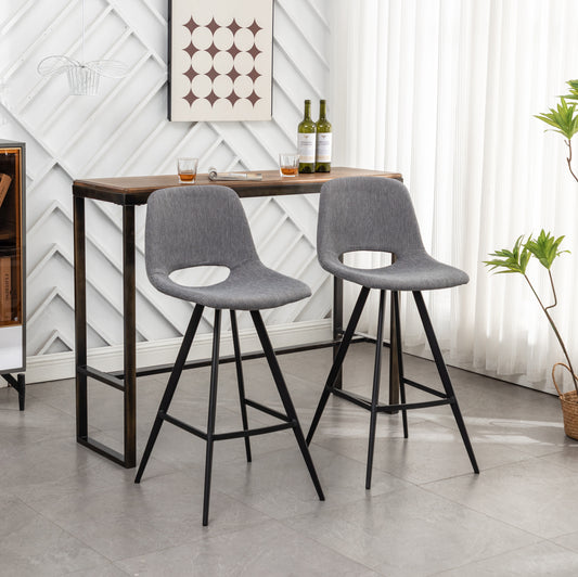 Porth - Set of 2 - 28" Gray Fabric Swivel Counter Stools with Stylish Metal Legs, Ideal for Modern Kitchens, Bars, and Dining Areas