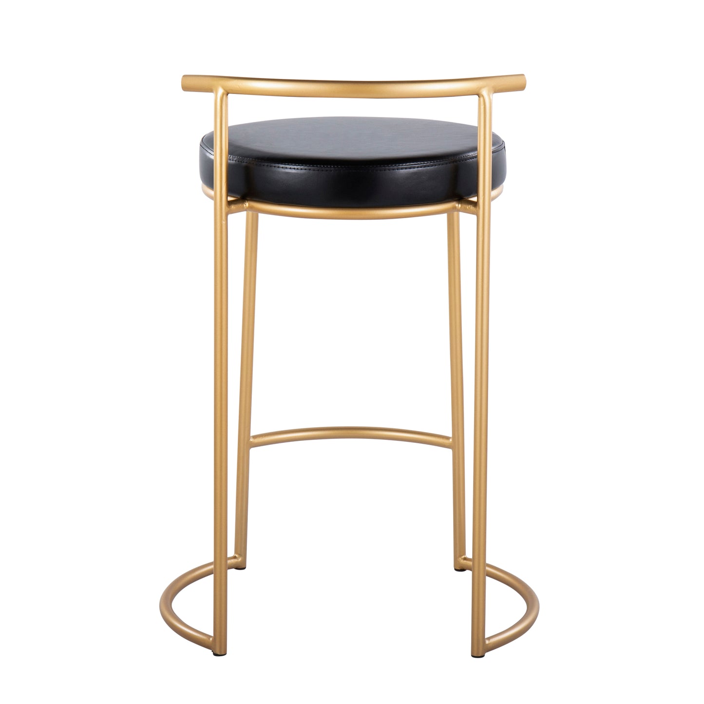 Esmeret - Set of 2 - 26" Gold Metal and Black Faux Leather Counter Stools