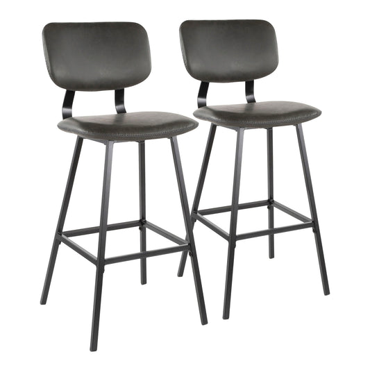Foundry - Contemporary Barstool Zig Zag Stitching (Set of 2) - Gray