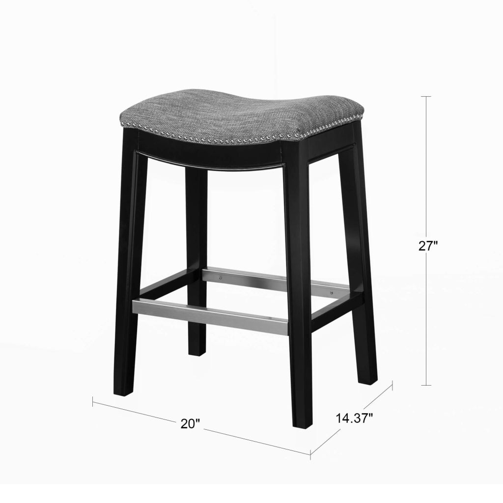 Solvianne- Set of 2 - 27." Grey Wood- Height Saddle Counter Stool