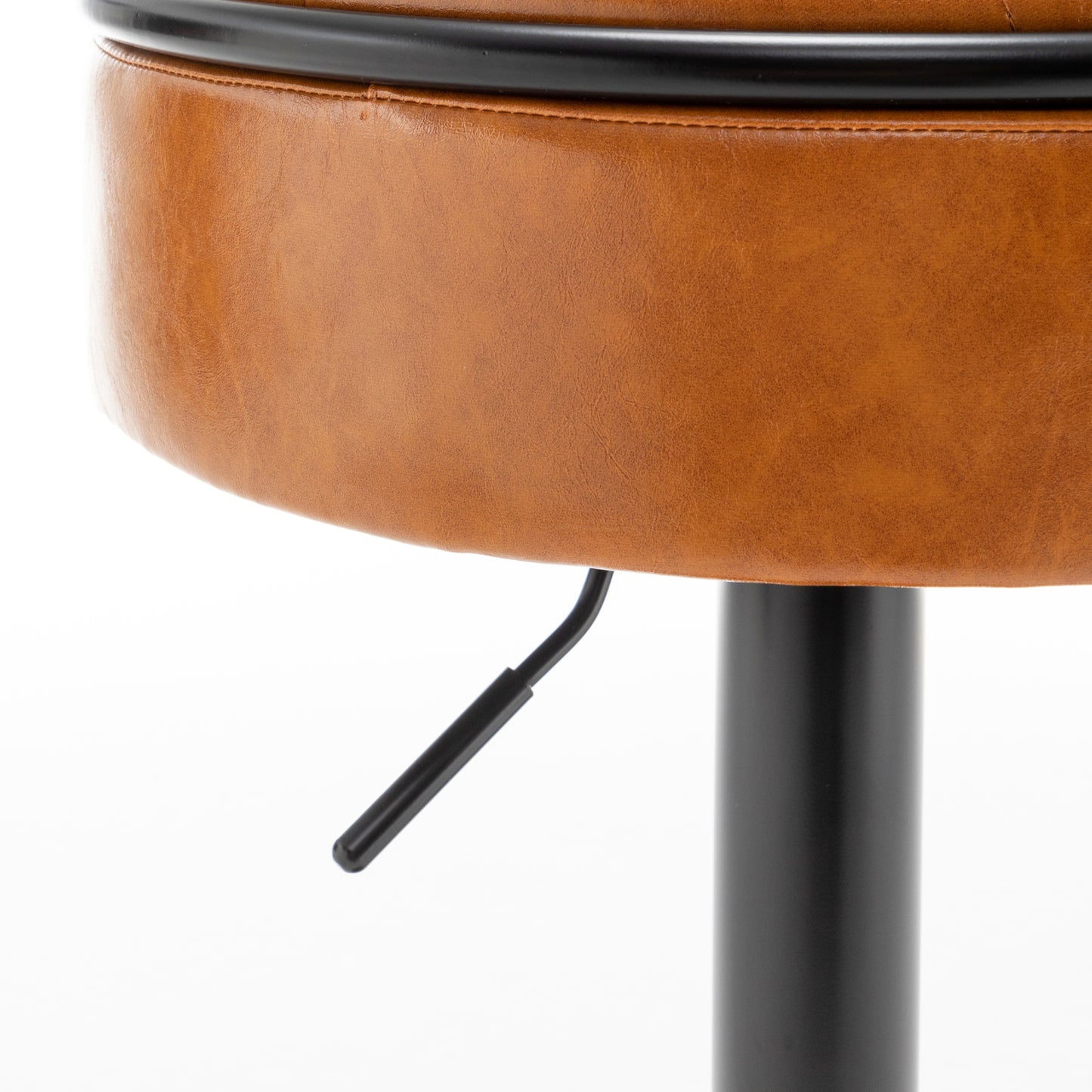 Salvae - Set of 2 - 28" Adjustable Brown Faux Leather Bar Stools with 360° Swivel, Hidden Storage, and Counter Height Design