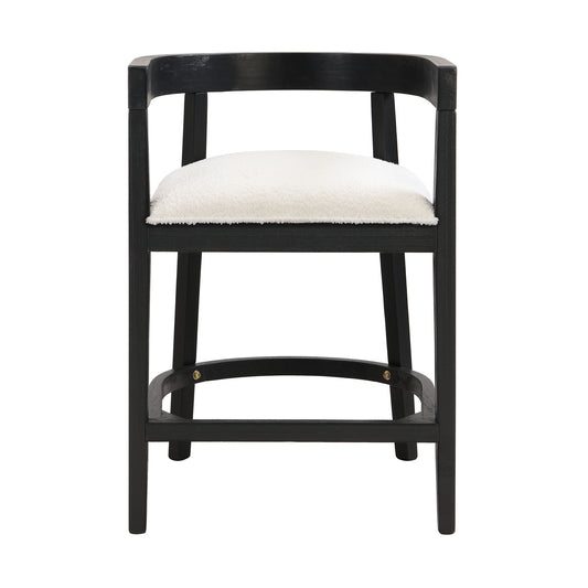 Modern Rubberwood Counter Stool Set With Upholstered Seats