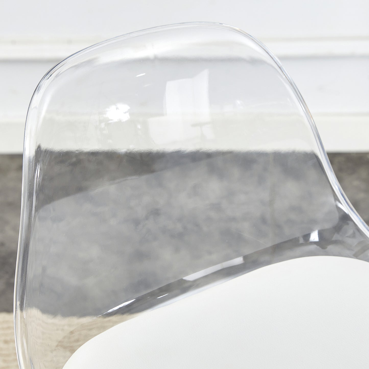 Monte Carlo - Set of 2 -24" White PU Leather Bar Stools with Ergonomic Curved Seats