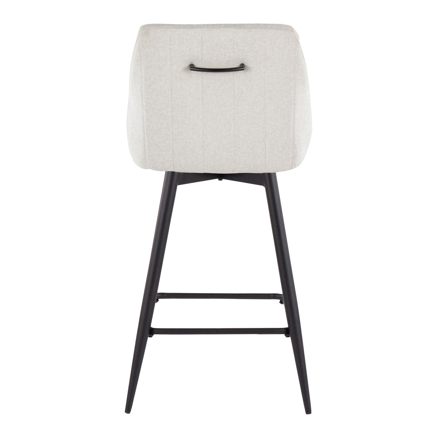 Llis - Set of 2 - 26" Transitional Fixed-Height Counter Stools with Swivel, Black Metal Frame & Cream Upholstered Seats