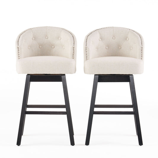 360 Degree Swivel Bar Stool With Stunning Nailhead Trim (Set of 2)