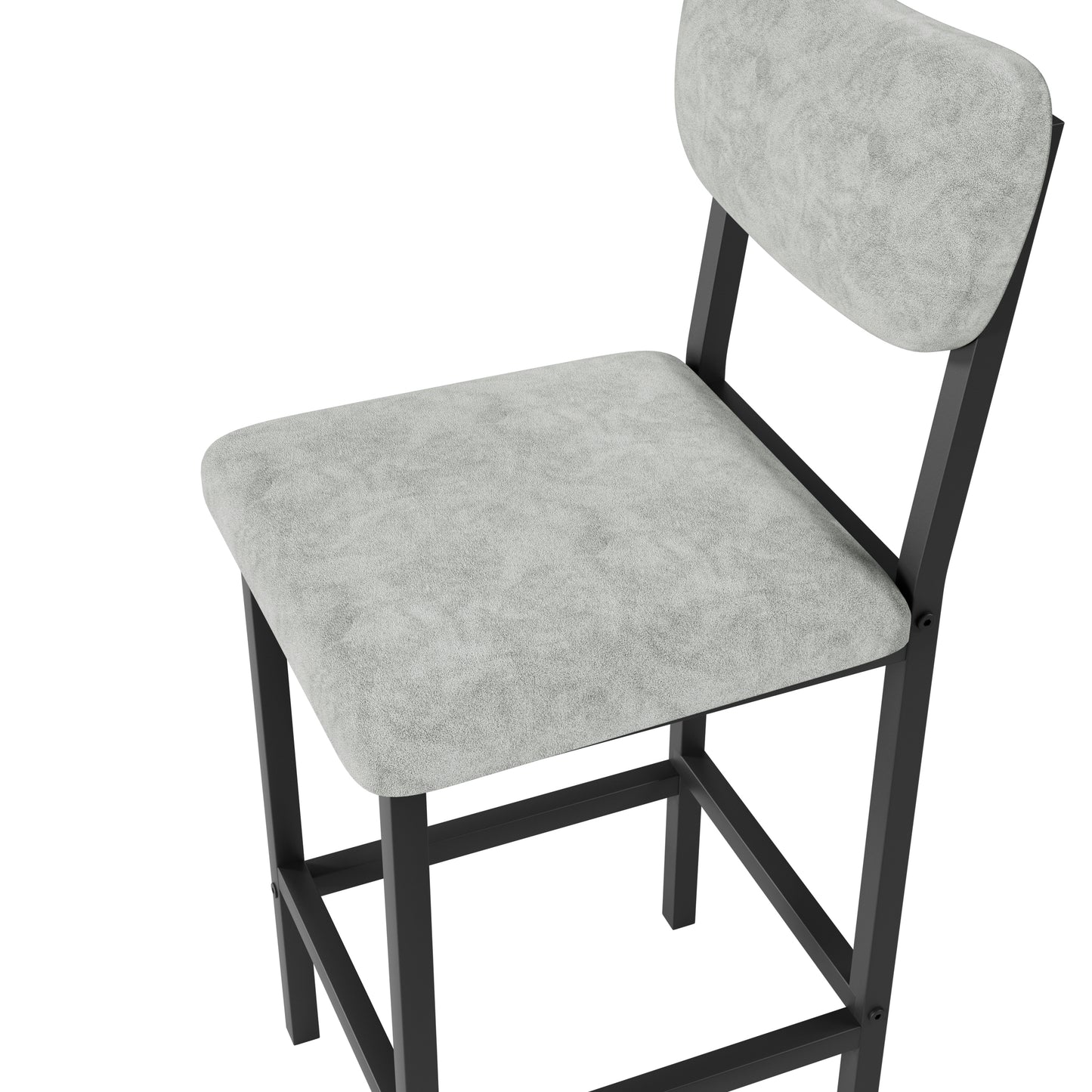 Hadria - Set of 2 - 28" Gray Bar Table Set with 2 Upholstered Chairs, Compact Dining Table for Small Spaces, Rustic Pub and Breakfast Nook