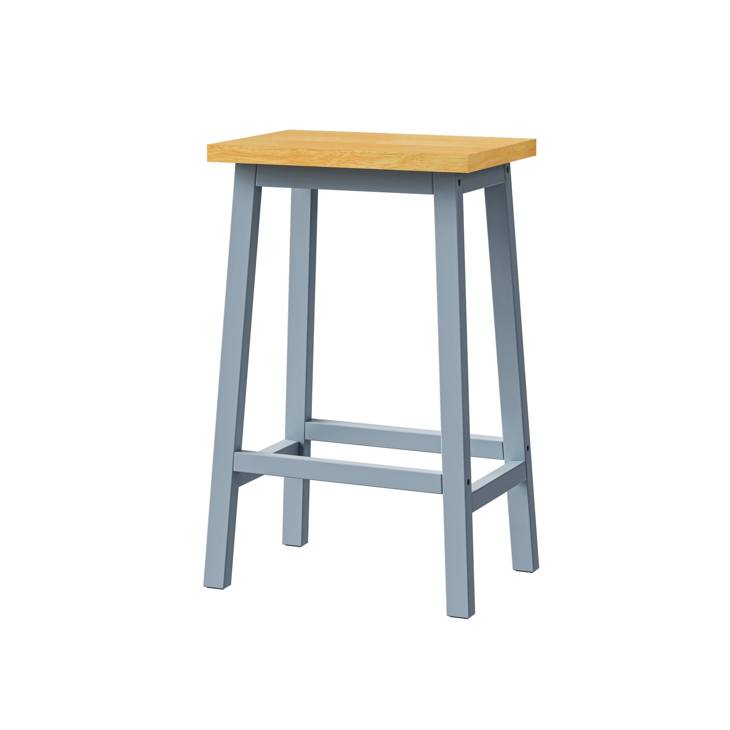 Harbor Grey - Set of 2 - 25.6" Solid Wood Farmhouse Bar Stools with Footrests - Classic & Modern Kitchen Counter Seating