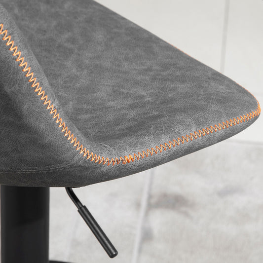 Hillcrest - Set of 2 - 26" Grey Swivel Adjustable Bar Stools with Padded Back for Kitchen, Counter, and Home Bar