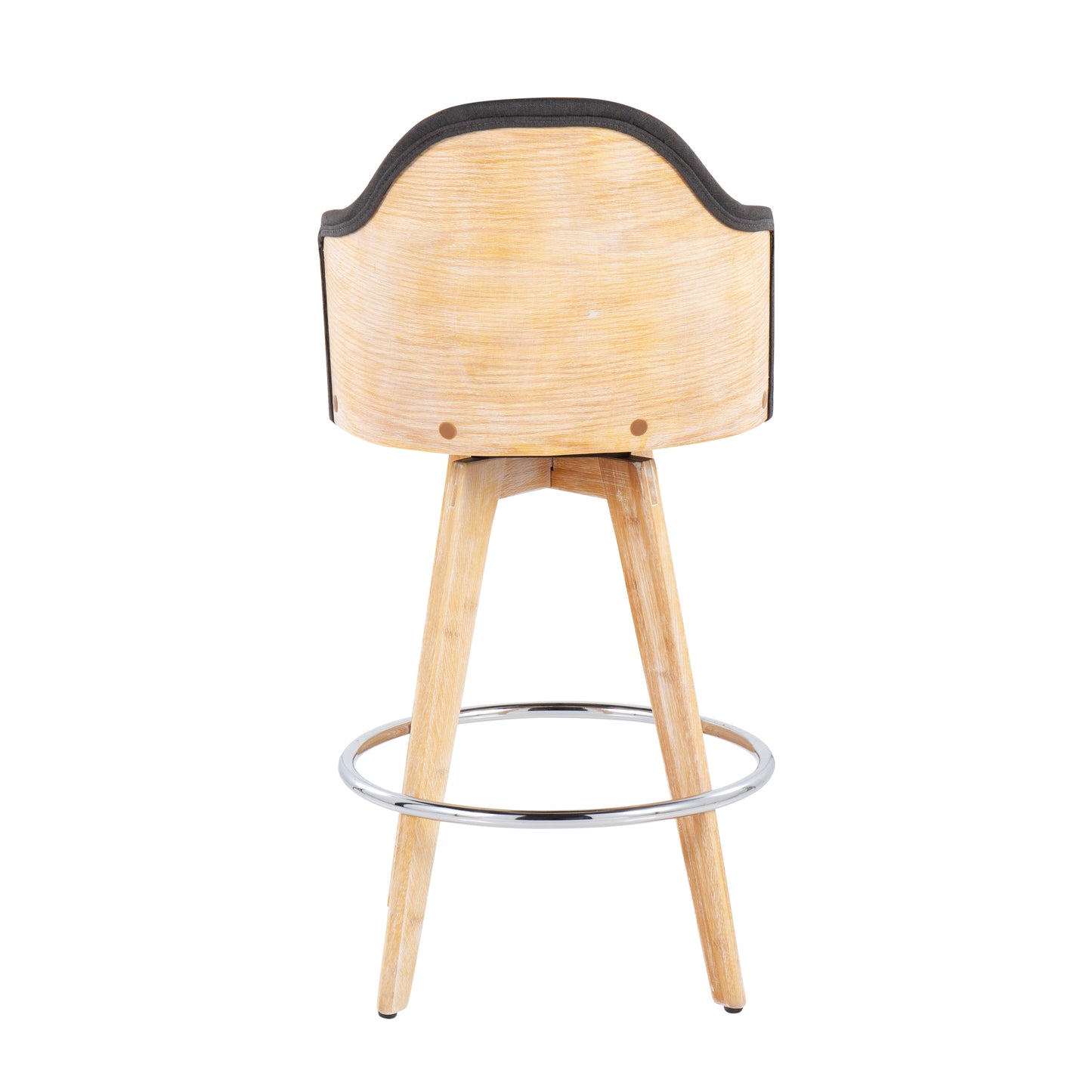 Maris - Set of 2 - 26" Charcoal Fabric Counter Stools with Natural Bamboo Legs and Chrome Footrest