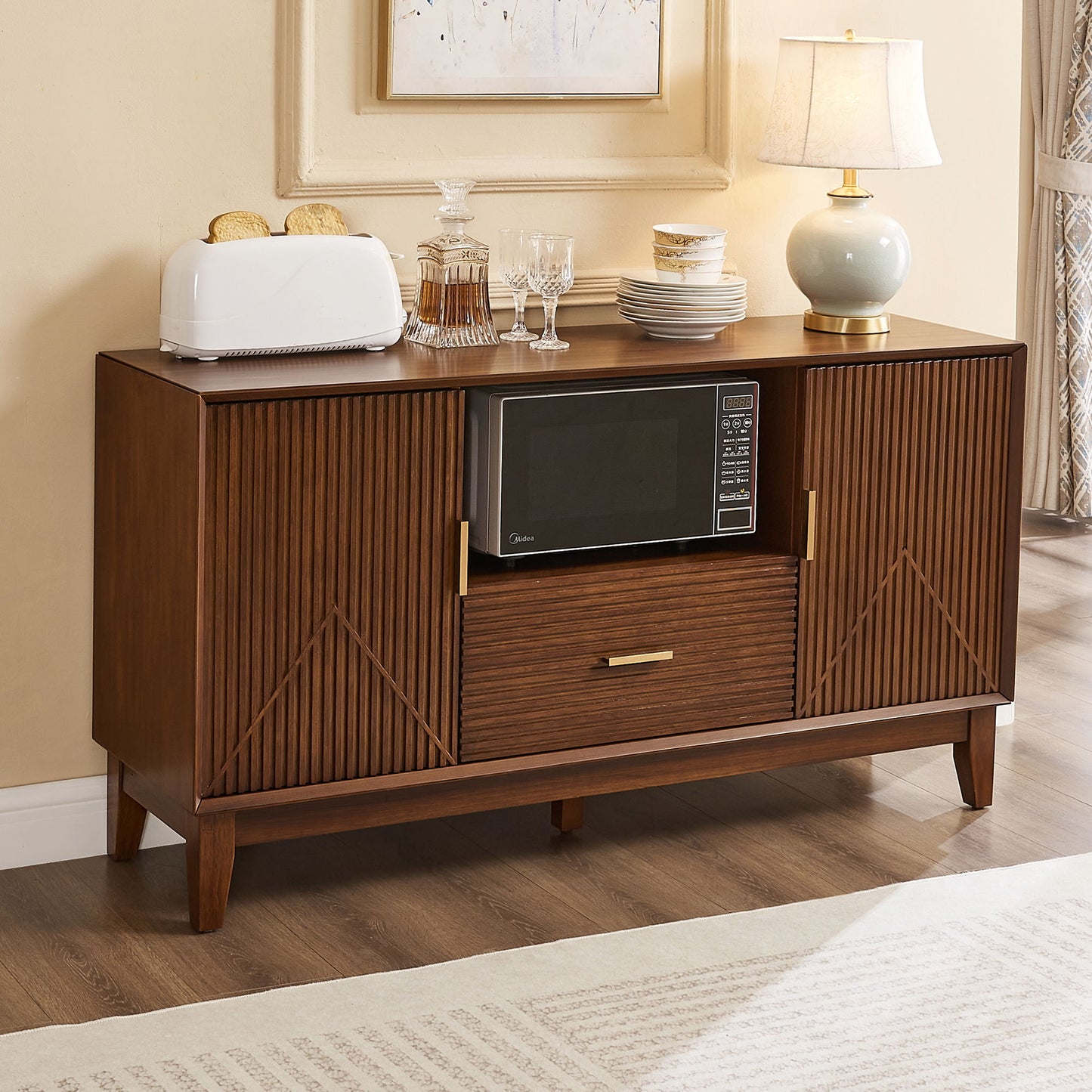 TV Stand With Drawer And Cabinets - Brown