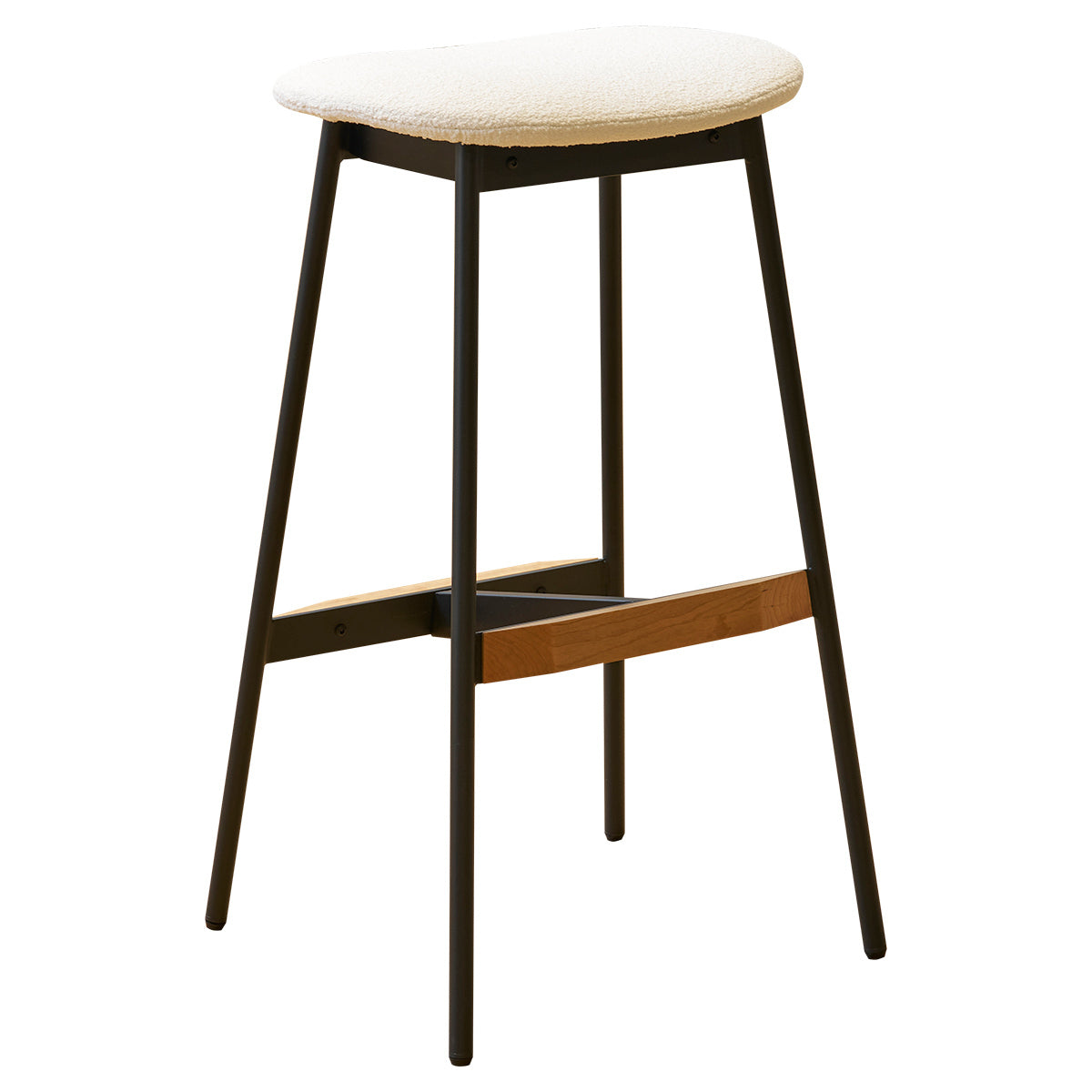 Brennanet - Set of 2 - 29" White Upholstered Backless Metal Bar Stools, Counter Height for Kitchen & Dining