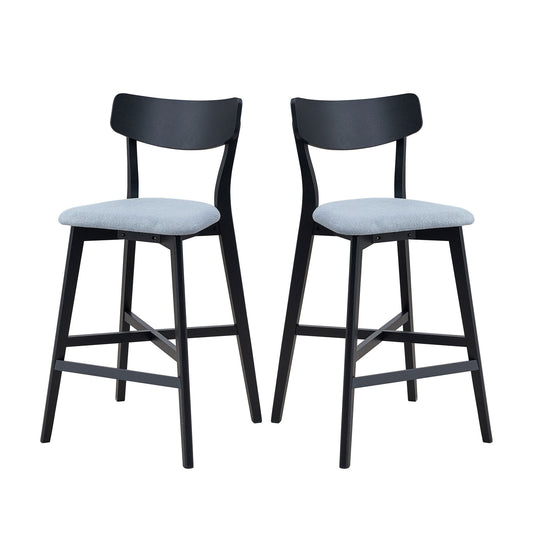 Havenvale - Set of 2 - 29" Black Swivel Wood Bar Stools with High Back - Modern Counter Height Chairs for Kitchen, Pub, Living Room