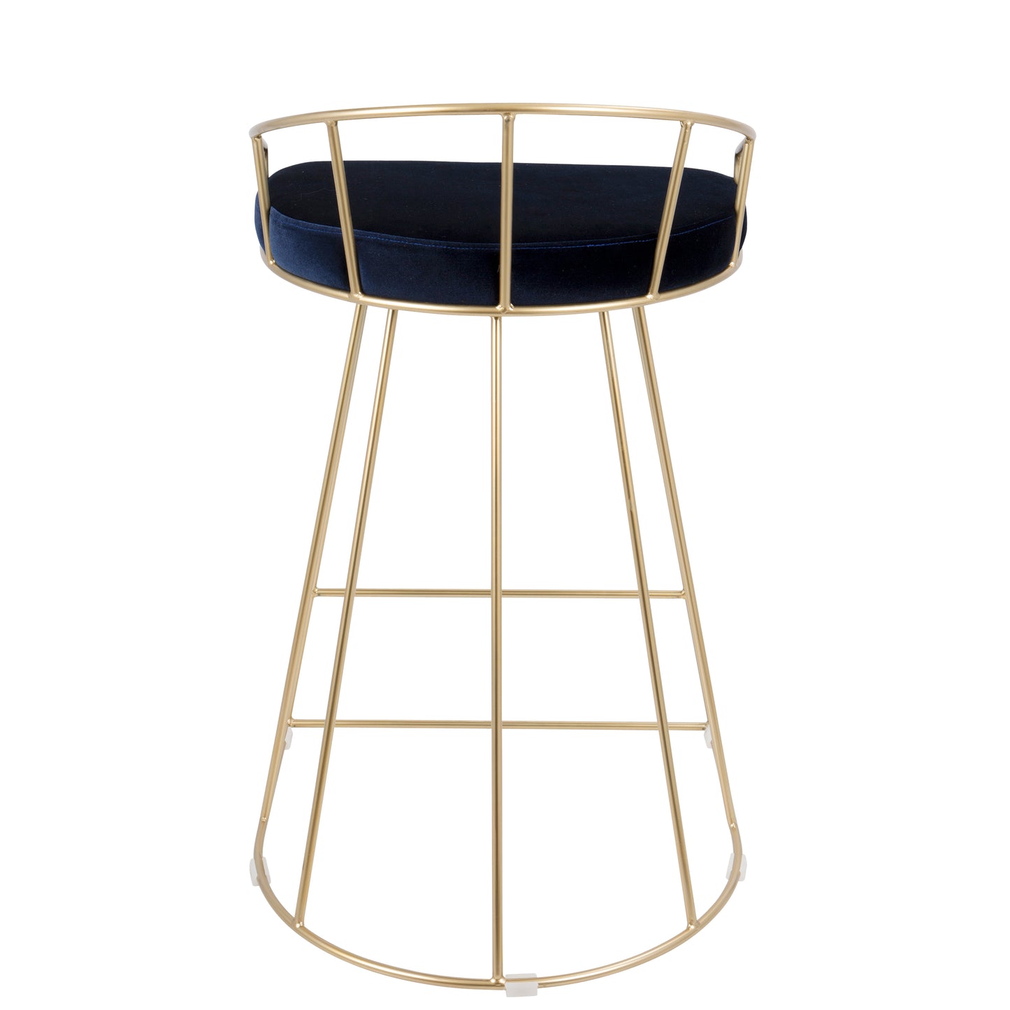 Aveline - Set of 2 - 28" Gold Swivel Velvet Counter Stools in Blue