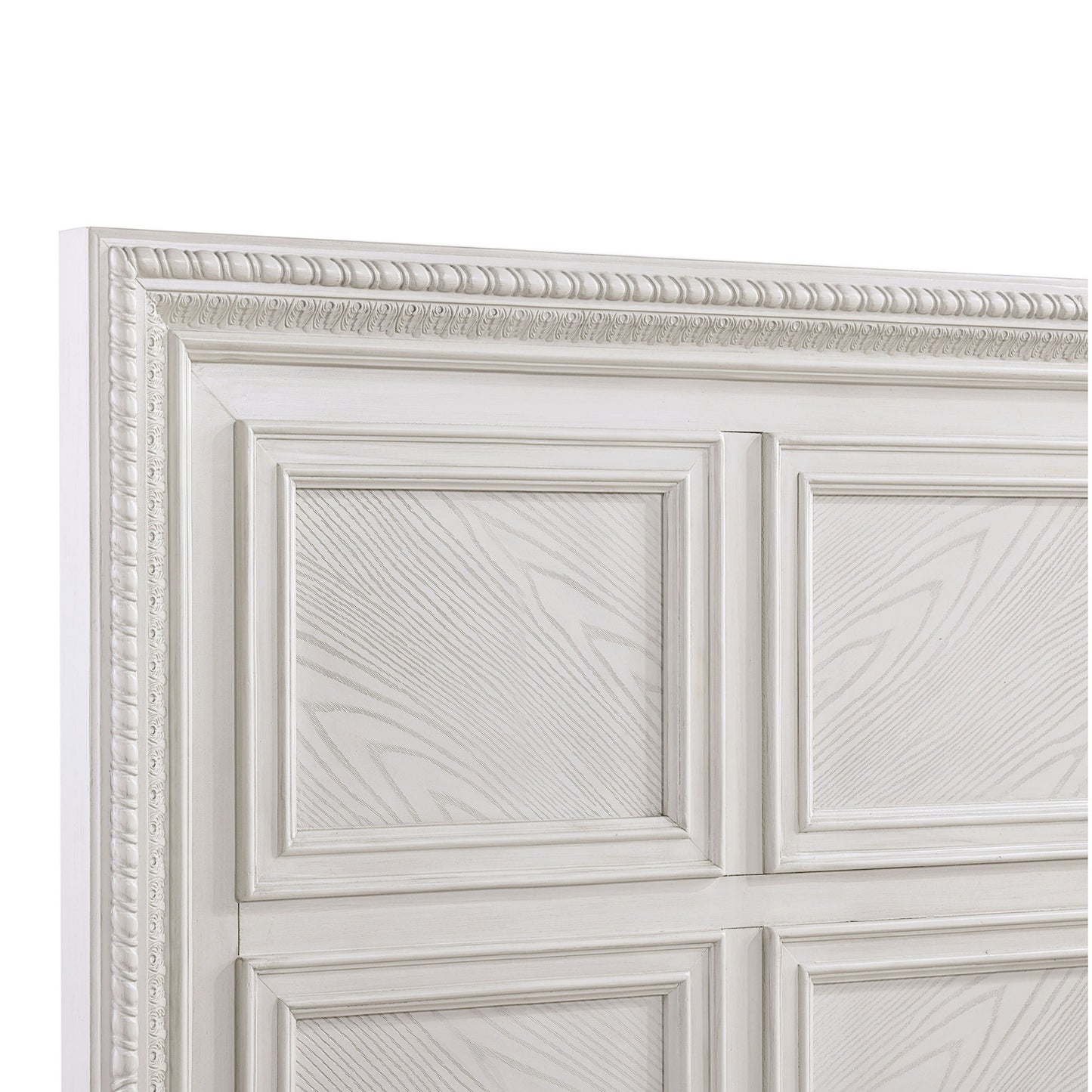 Queen Geometric Design Headboard Panel Bed Bedroom Furniture - Antique White