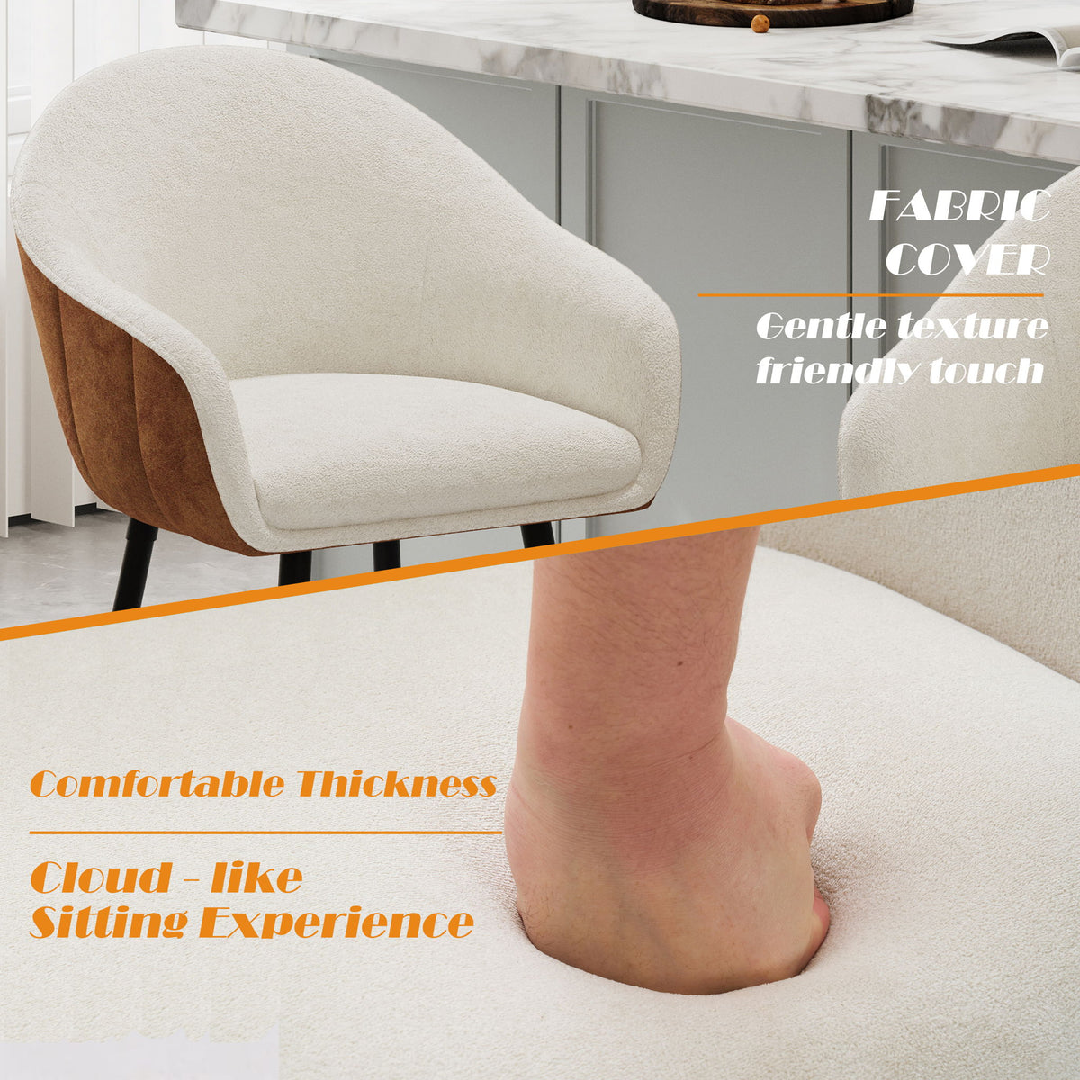 Modern Style Counter Height Bar Stools, With Comfortable Upholstery, Durable Metal Legs Ensure Stability - Brown