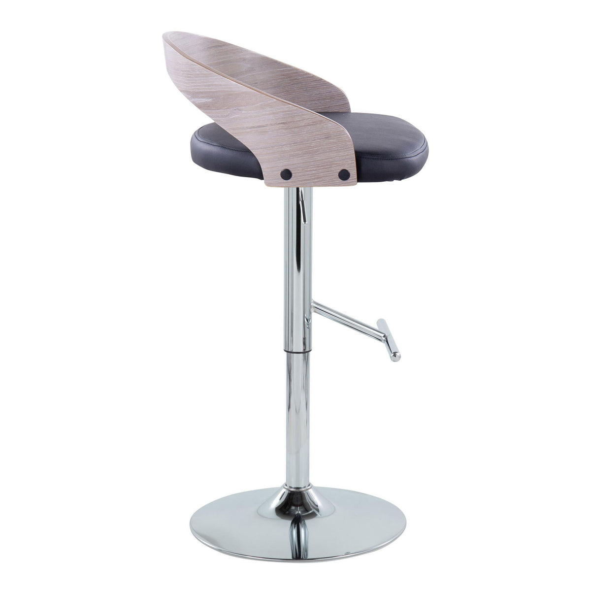 Grotto - Contemporary Adjustable Height Barstool With Swivel With Straight T Footrest (Set of 2) - Black