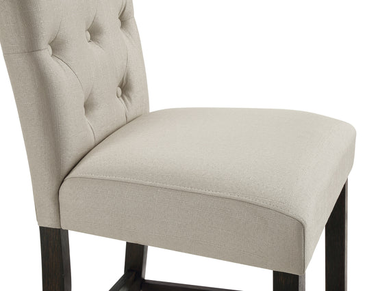 Stirling - Set of 2 - 25" Tan Tufted Wood Counter Stools with Espresso Legs