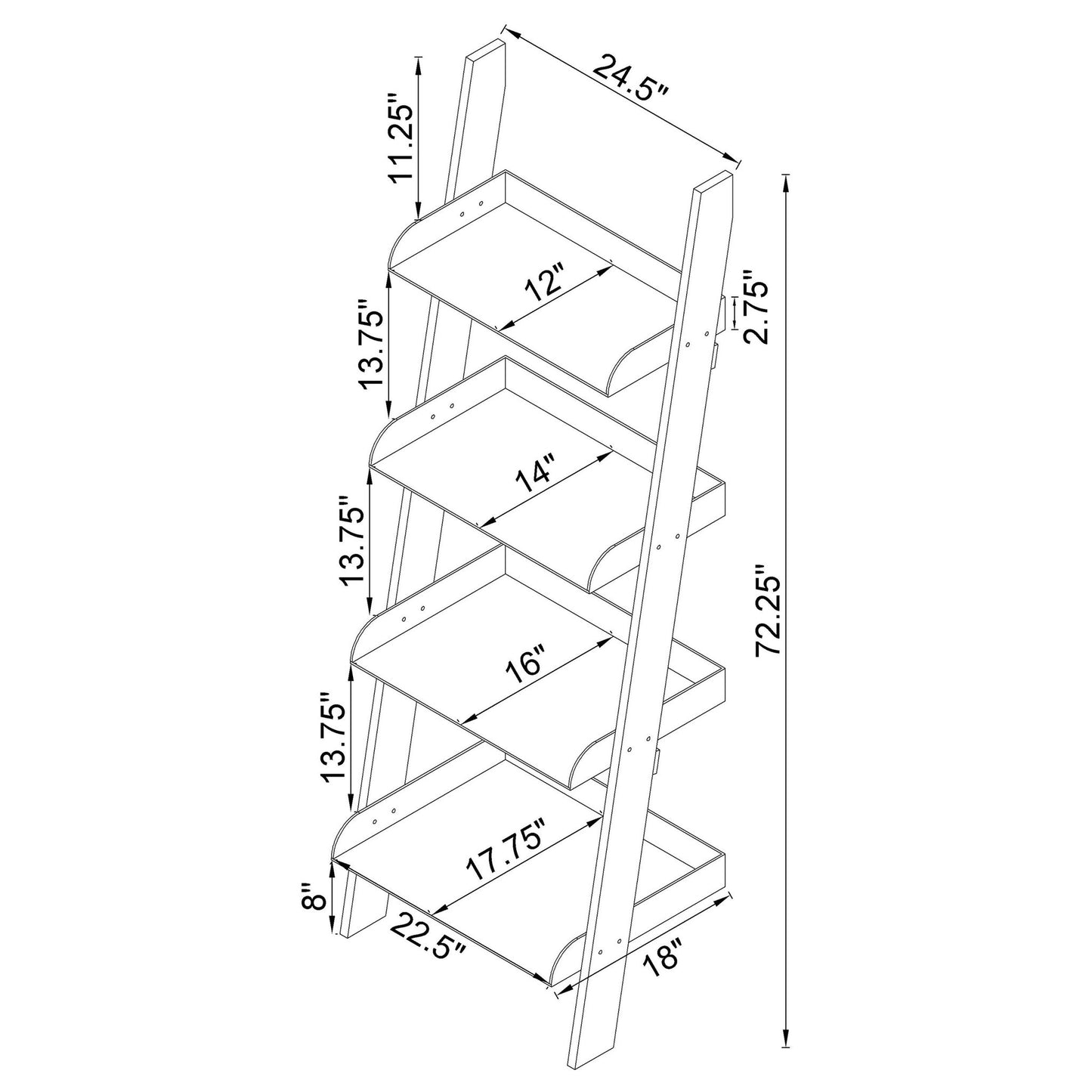 Cimarron - Ladder Bookcase With 4 Shelves - Clear