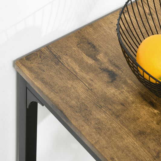 Horatio - Set of 3 - 35" Rustic Brown Industrial Dining Bar Table Set with High Back Stools, Space-Saving Counter Height for Small Spaces