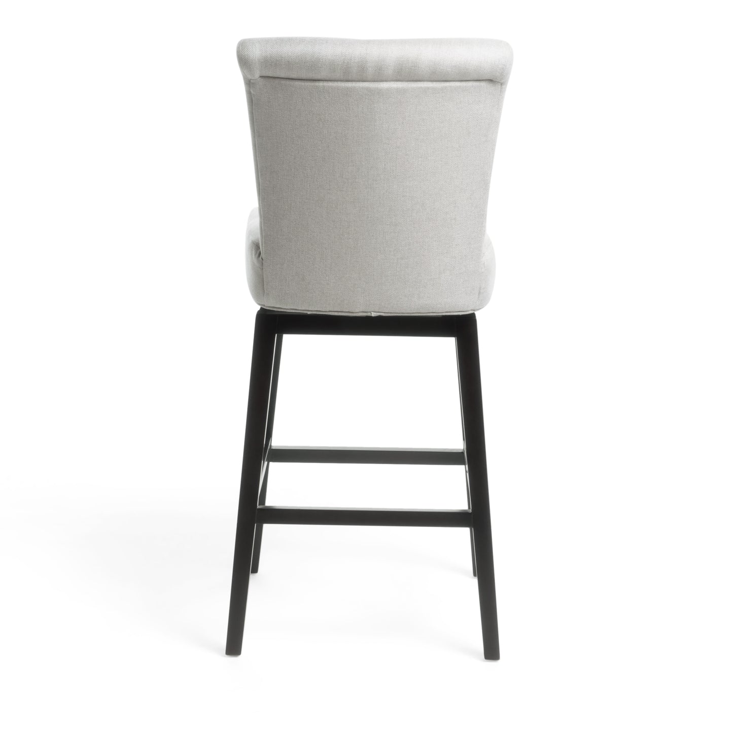 Mansfield- Set of 2 - 26" Beige & Black Fabric Swivel Counter Stools with Espresso Wood