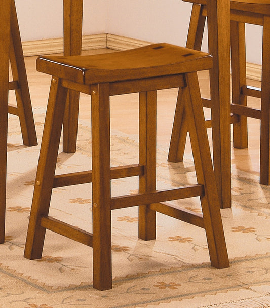 Harrowgate - Set of 2 - 24" Oak Solid Wood Swivel Counter Stools with Saddle Seats
