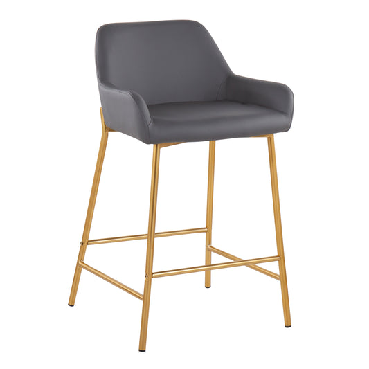 Sonara – Set of 2 – 26" Glow Chrome Counter Stools with Cream Fabric Upholstery