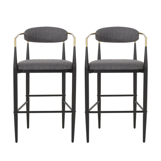 Upholstered Bar Stools With Backs For Kitchen Island (Set of 2)