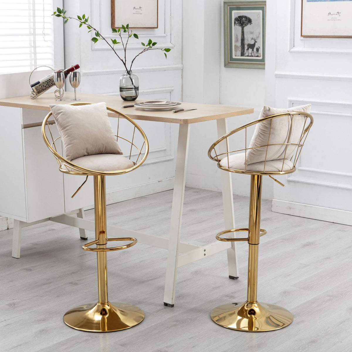 Unique Design Bar Chair, 360 Degree Rotation, Adjustable Height, Suitable For Dining Room And Bar