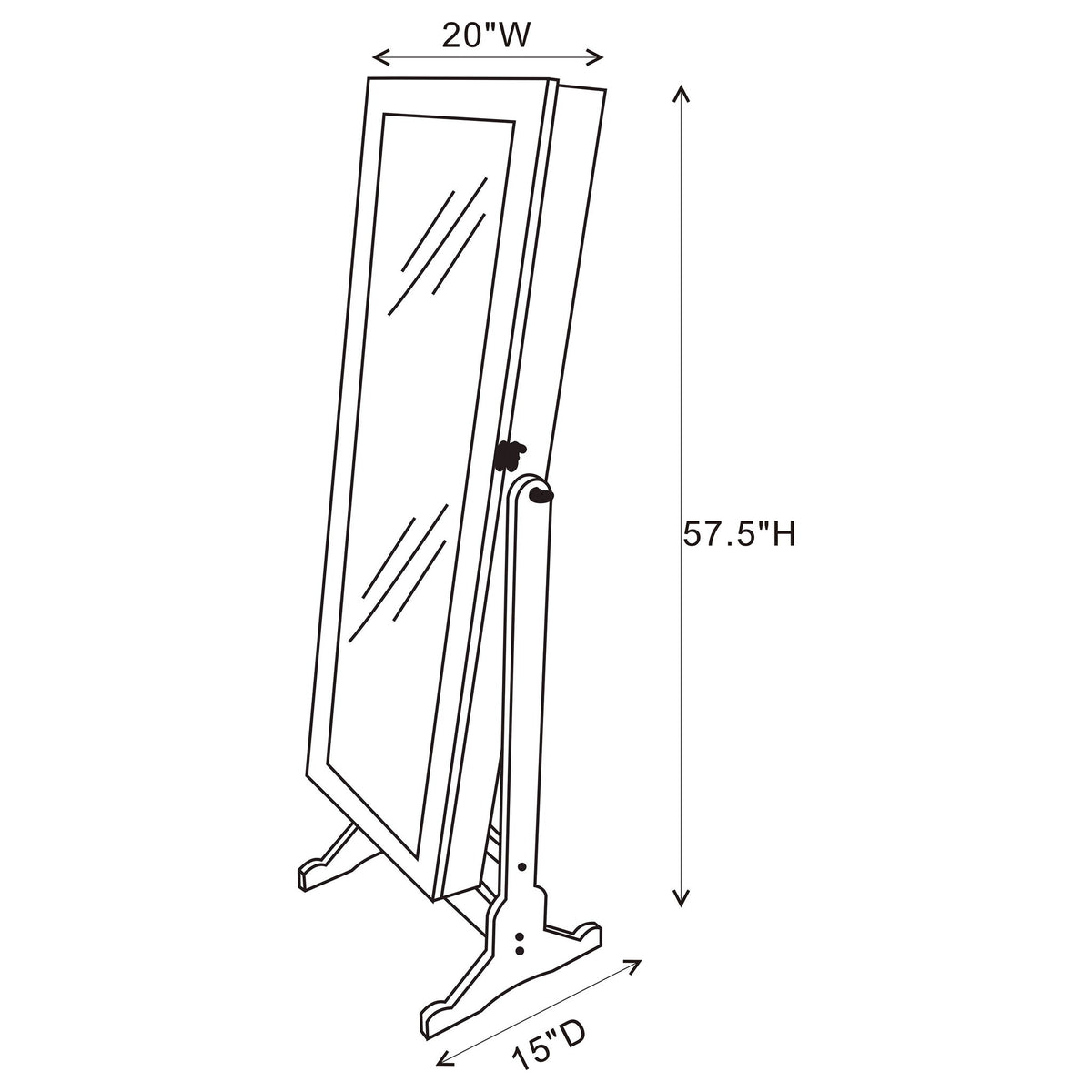 Radavera - Jewelry Cheval Mirror With Tilt Function - Black