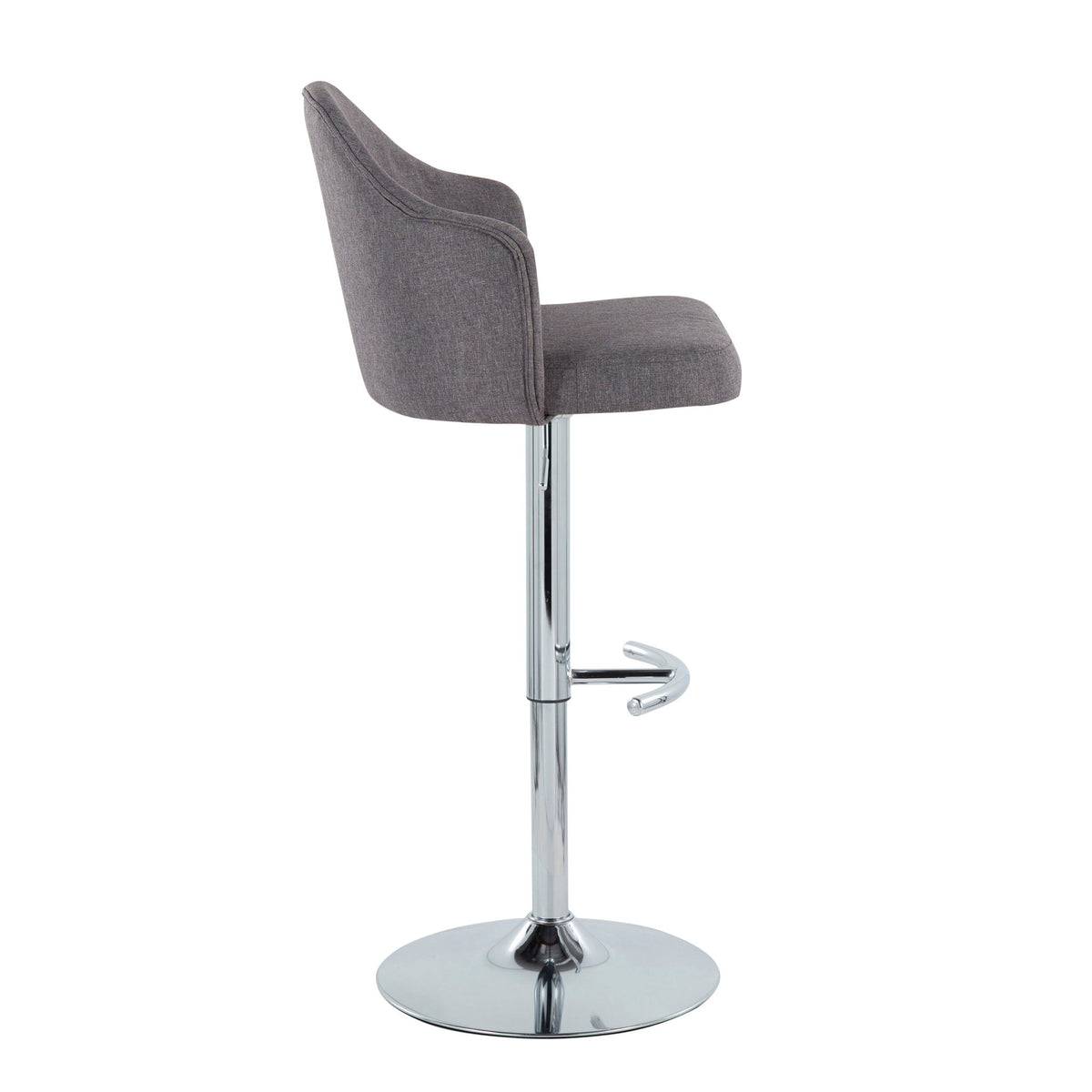 Ahoy - Contemporary Adjustable Barstool With Swivel With Rounded T Footrest (Set of 2) - Gray - Fabric