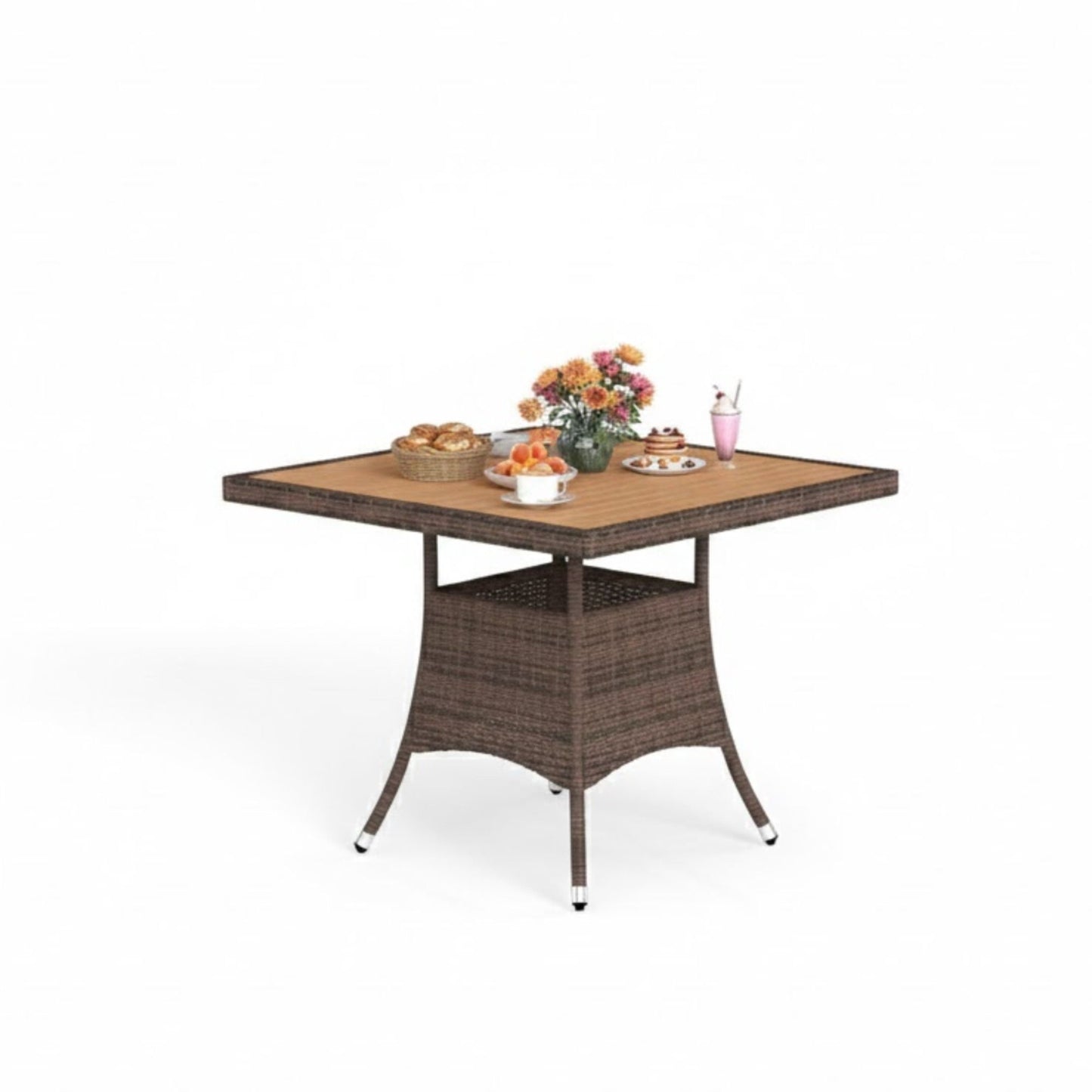 Square Patio Dining Table - Brown