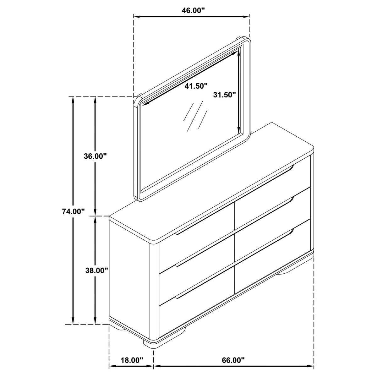 Mirador - 6 Drawer Dresser And Mirror Set - Light Oak
