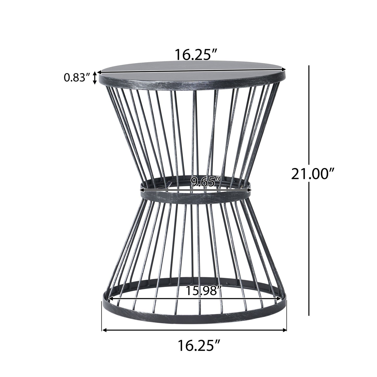 Lassen - Modern Outdoor Side Table With Hourglass Design - Matte Black