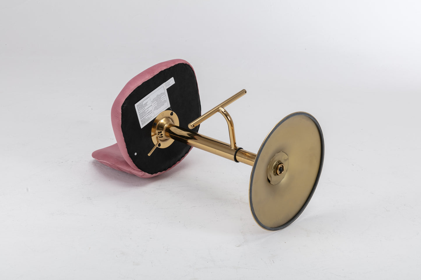 Lure Set of 2- 24"–32" Height Pink Velvet Swivel Counter Stools with Tufted Back & Golden Chrome Base