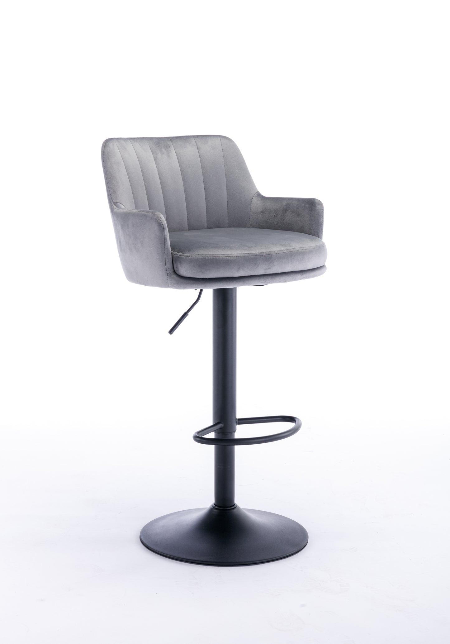 Hale - Set of 2 - 26" Gray Adjustable Bar Stools with Back and Footrest, Modern Counter Height Chairs for Kitchen or Pub