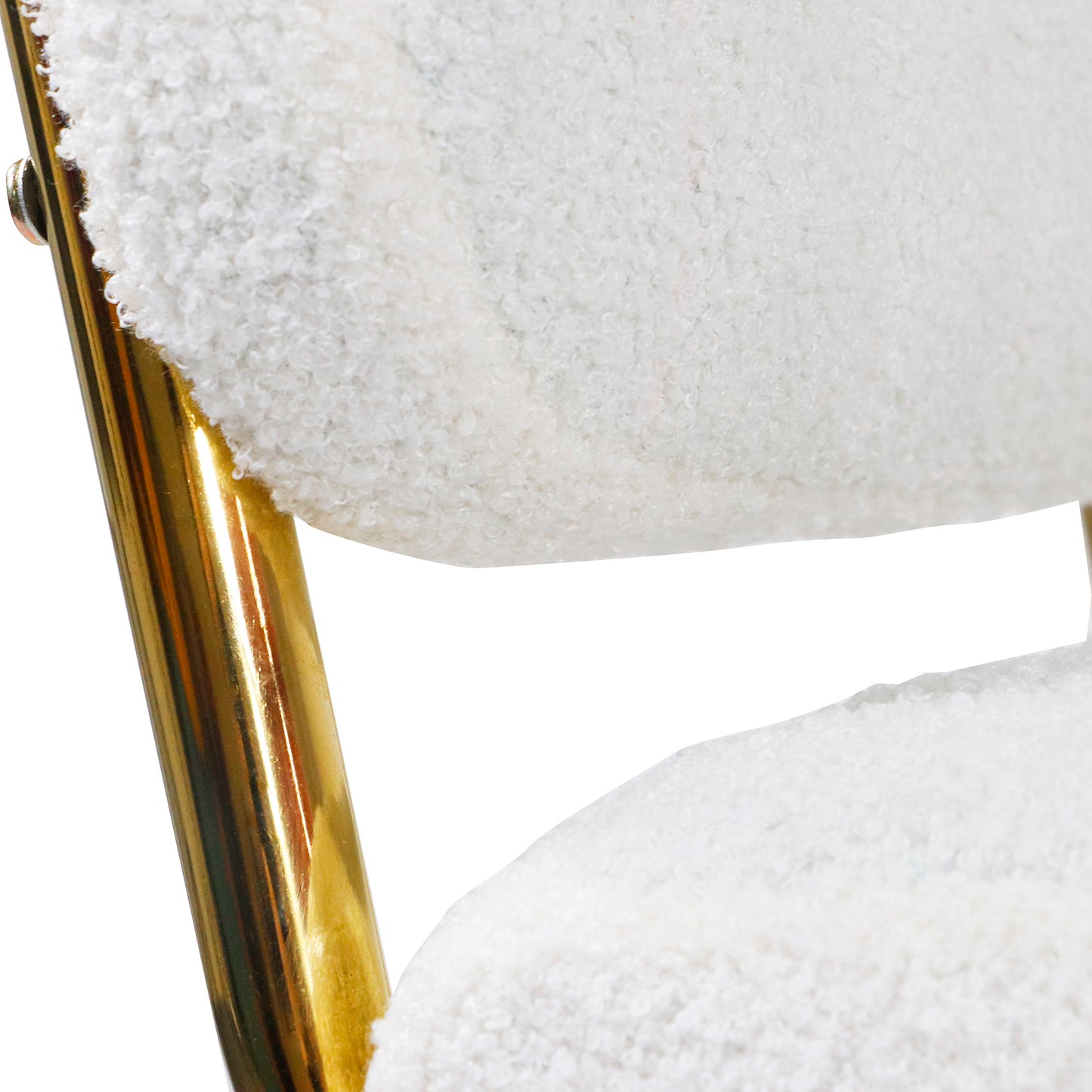 Amethyst - Set of 2 - 27" Ivory Counter Stools with Boucle Upholstered Armless Seats and Gold Chrome Base