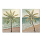 Palm Tree Wall Art, Beach Canvas Painting With Accents, Hand Painted Textured Tropical Decor (Set of 2) - Aqua Blue