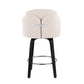 Monet - Set of 2 - 30" Black Wood and Cream Fabric Counter Stools with Round Chrome Footrest and Swivel Seating