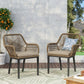 Modern Wicker Dining Club Chair With Water Resistant Cushions - Brown / Beige