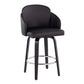 Laveh - Set of 2 - 29" Black Wood Counter Stools in Faux Leather with Chrome Footrest and 360° Swivel