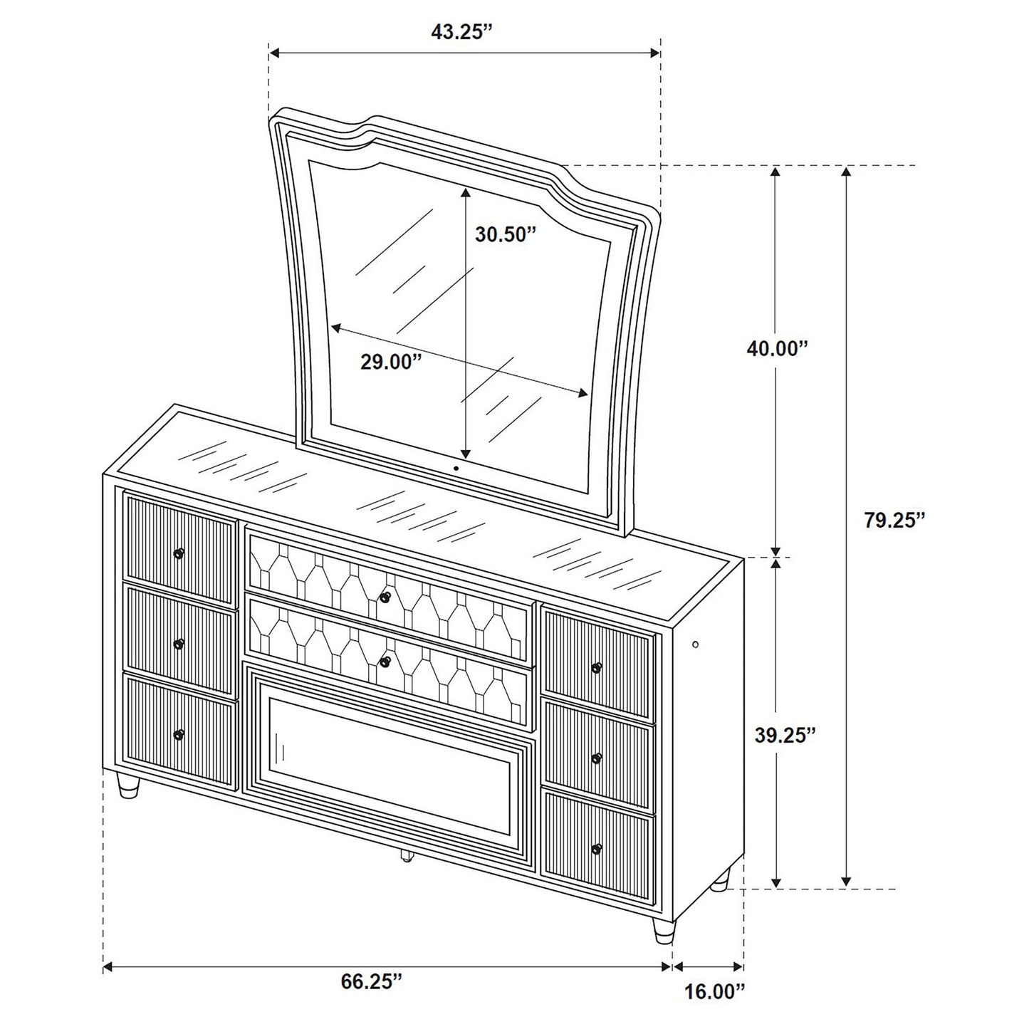 Mika - 8 Drawer LED Dresser And Mirror Set - Black