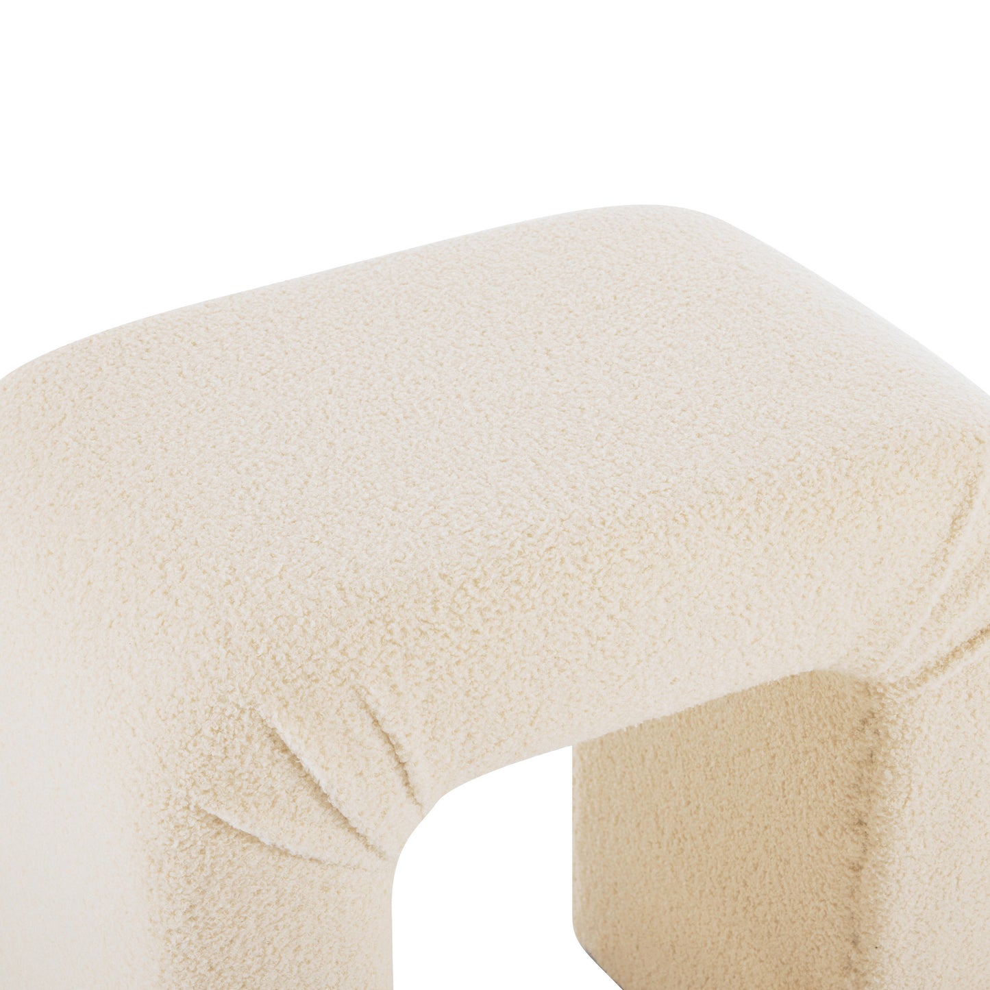 Abriana - Set of 2 - 24" Cream Modern Bouclé Bar Stools with Inverted U-Shaped Design, Wooden Frame, and Plush Upholstery