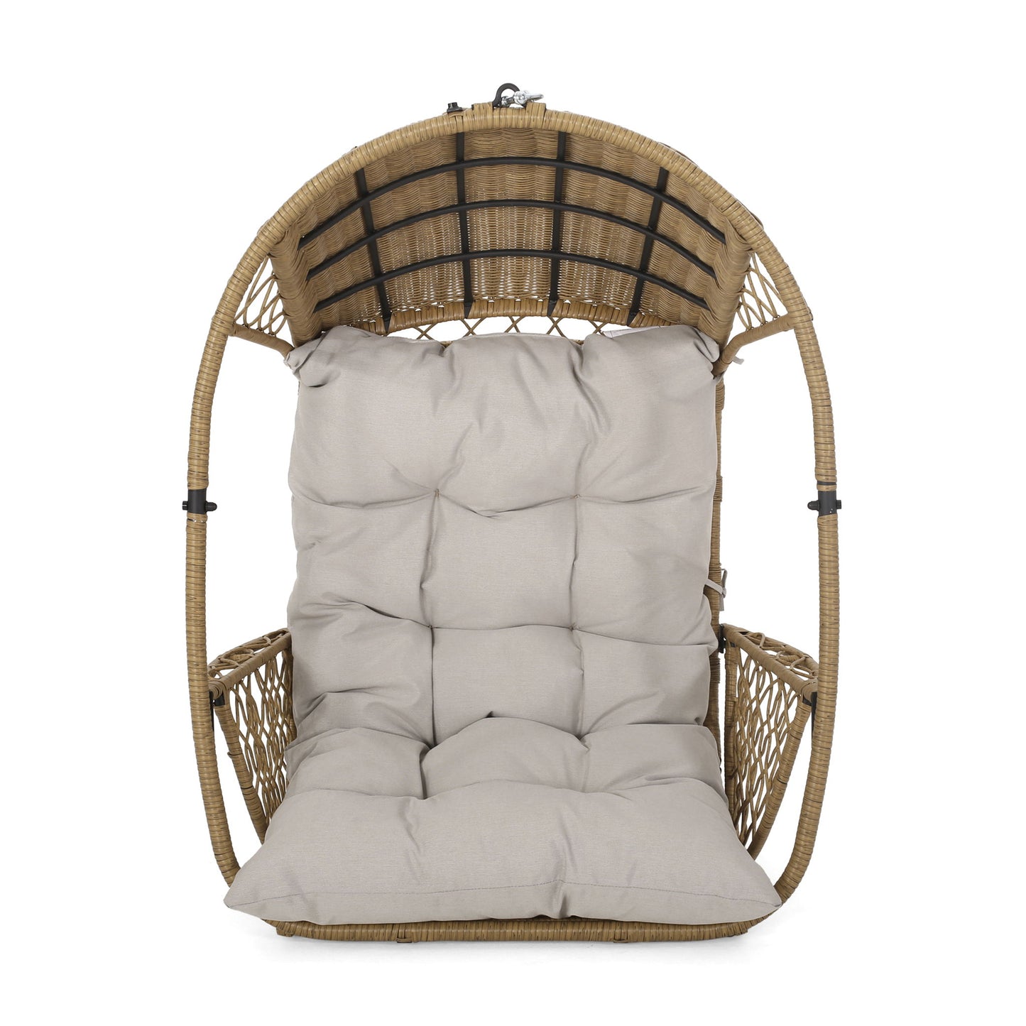 Malia - Outdoor / Indoor Wicker Hanging Chair With Cushion - Brown / Beige