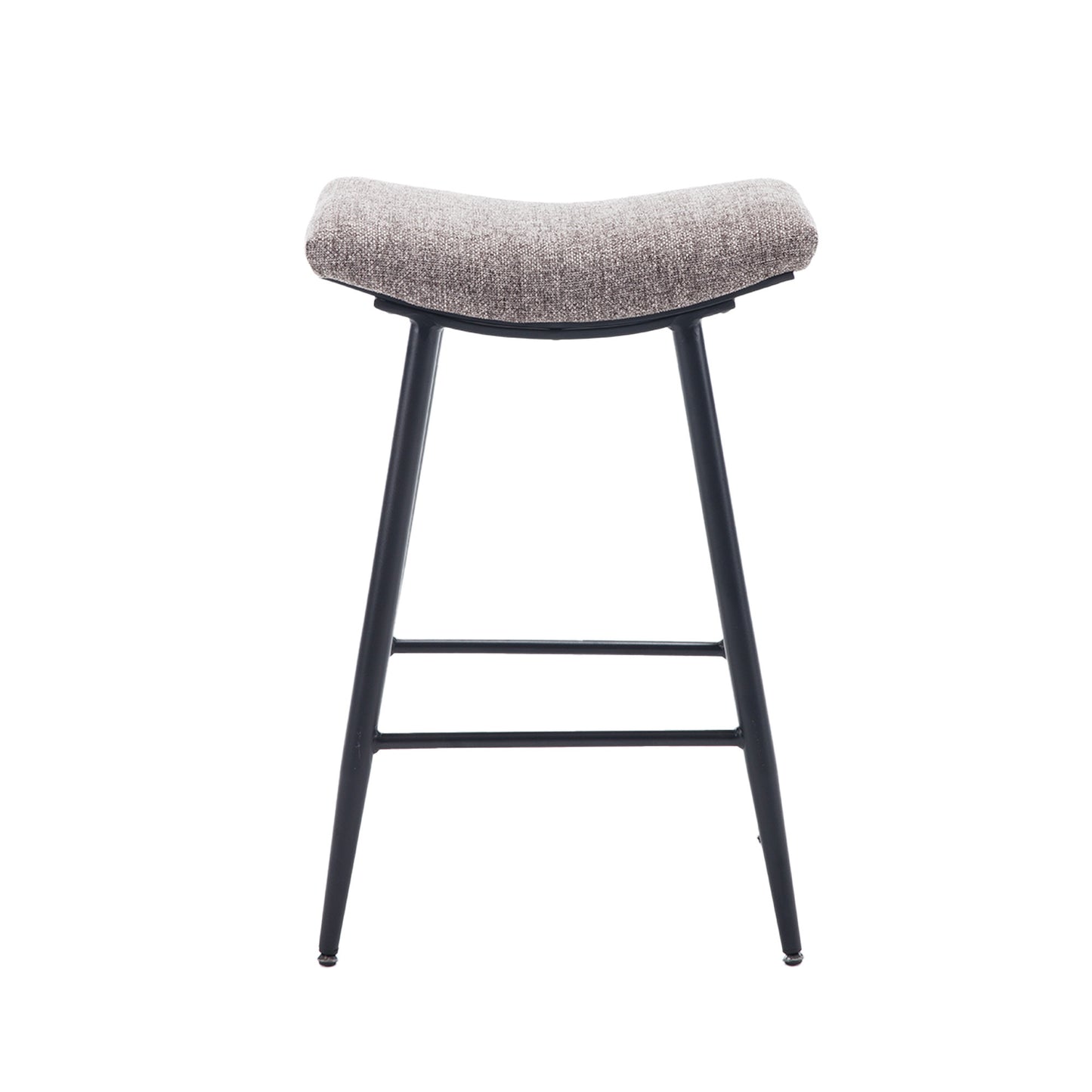 Tuscany - Set of 2 - 28" Armless Modern Linen Bar Stools with Coffee-Coloured Upholstery, Sleek Design, and Durable Metal Footrest for Stylish Dining Spaces