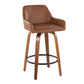 Modella - Set of 2 - 26" Contemporary Walnut Wood Counter Stools with Swivel