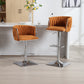 Bellavue Luxe - Set of 2 - 26" Swivel Counter Stools with Orange Boucle Upholstery and 360° Rotation